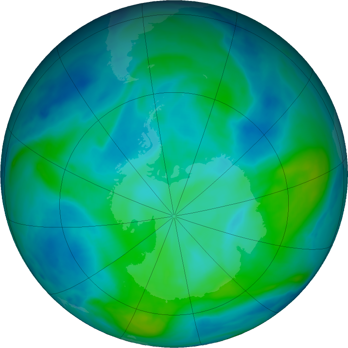 Antarctic ozone map for 27 February 2020